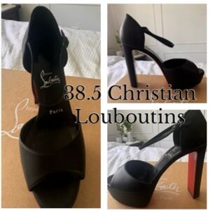 Christian Louboutin Black Red-Soled Platform Peep-Toe Heels